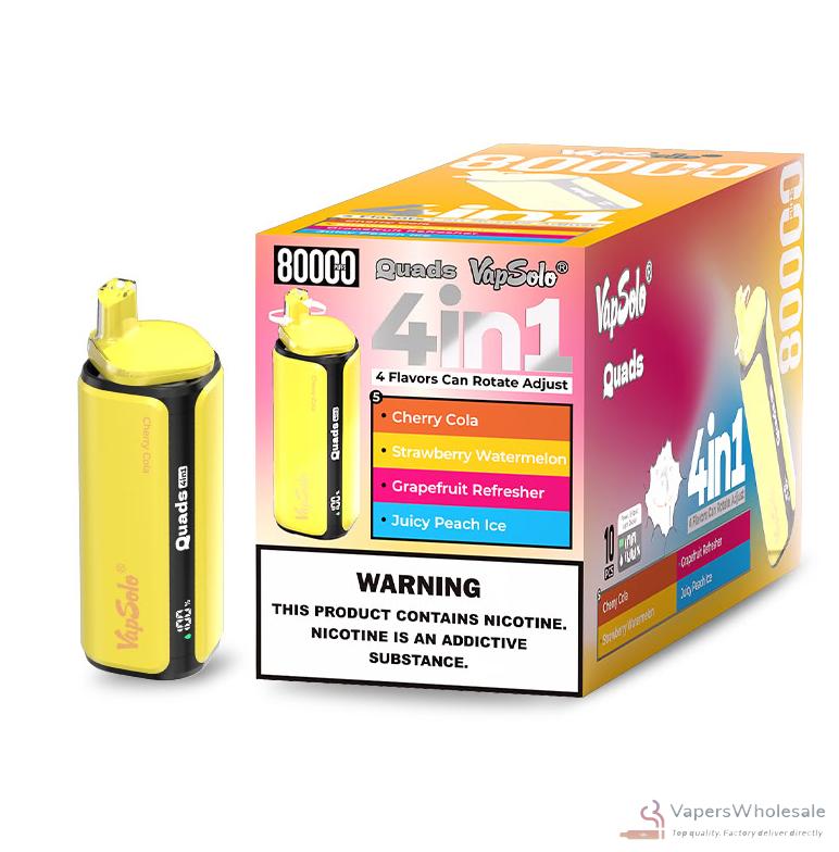 Vapsolo Quads 80,000 Puffs Disposable Vape - 4 Flavors, 650mAh Rechargeable - Best Wholesale to Buy Vape - PoaMall Vapsolo Quads 80,000 Puffs Disposable Vape - 4 Flavors, 650mAh Rechargeable - Best Wholesale to Buy Vape - PoaMall